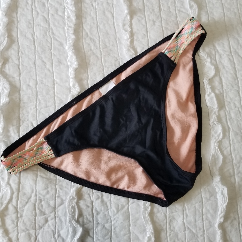Xhilaration Black Bikini Bottom L EUC Neon